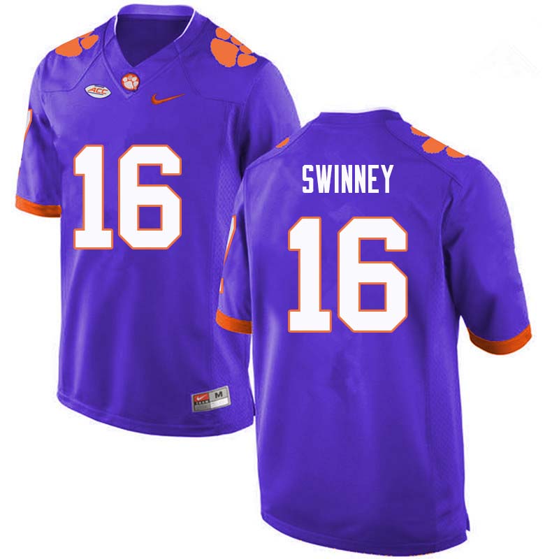 Men #16 Will Swinney Clemson Tigers College Football Jerseys Sale-Purple